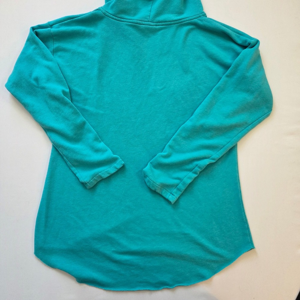 Victorias Secret PINK Hoodie Teal Blue Love Pink Graphic High Low Hem Large - Picture 10 of 10
